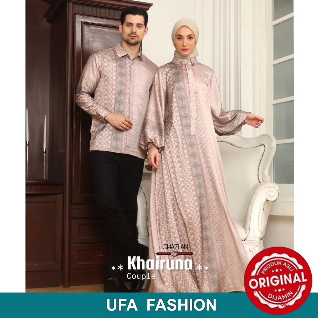 GHAZLAN KHAIRUNA COUPLE, ⁠Kain Silk Printing High quality, Baju lebaran & Kondangan couple sarimbit