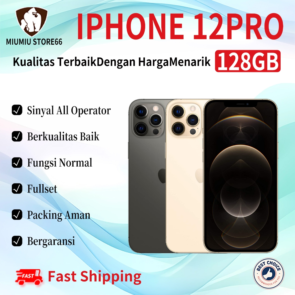 iPhone 12Pro 128GB Second/Bekas Original100% INTER 5G 6.1"OLED-Ori Fullset Mulus Like New HandPhone