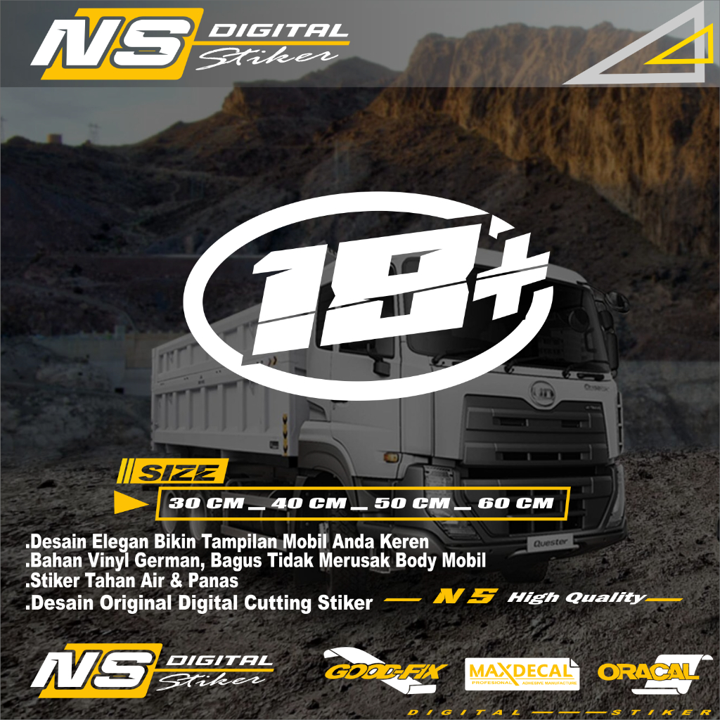 Stiker Mobil Variasi Kaca Bodi Samping Kata Kata Truk Canter Pick Up granmax L300 Keren Tulisan 18+.