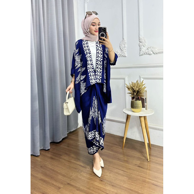 Set viscose Jumputan Batik Modern Outer Batik dan Rok lilit viscose Cap
