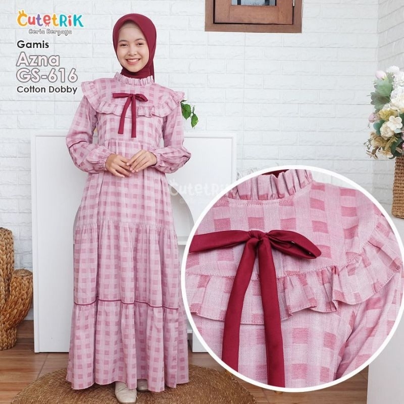 TERBARU Gamis Azna/Gamis Cutetrik/baju anak trendy/gamis kotak-kotak/outfit anak remaja