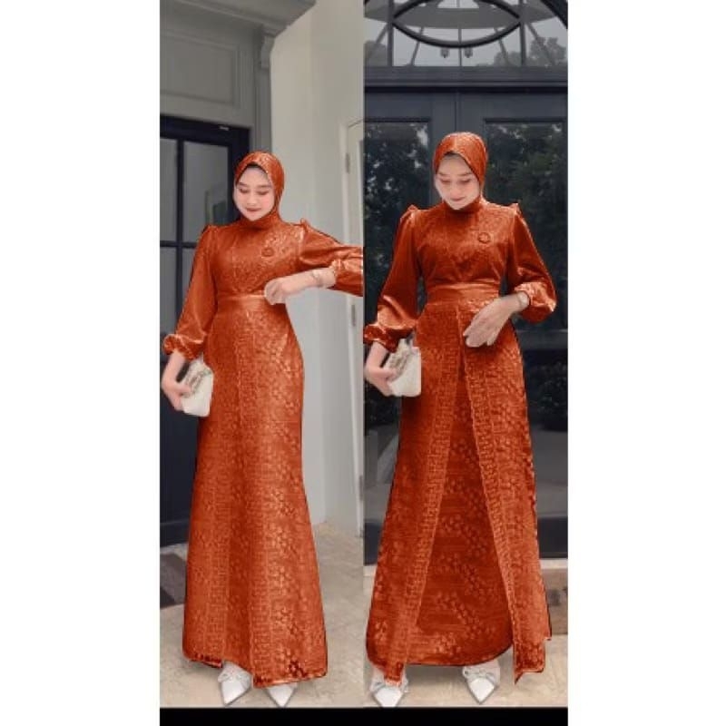 MELIA - DRESS BAJU GAMIS GAUN BRUKAT REMAJA DEWASA SATIN VELVET BUSUI JUMBO WARNA BATA SERIES // GAM