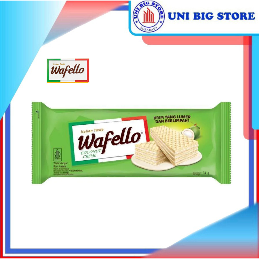 

Wafello Italian Taste Coconut Creme Wafer 34 gr Krim Kelapa