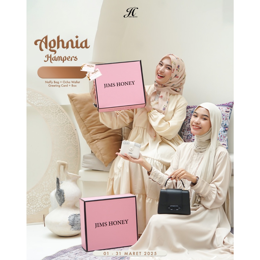

(JIMS HONEY HAMPERS RAMADHAN 2025) AGHNIA HAMPERS - NAFFY BAG + OCHA WALLET + BOX + CARD