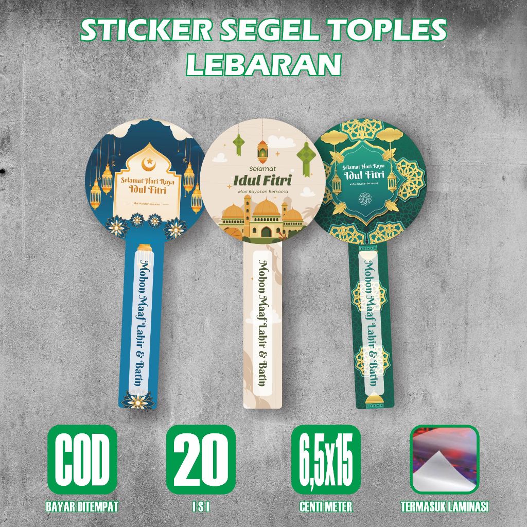 

20pcs Sticker Idul Fitri Stiker Segel Ramadan Kue Kering Lebaran