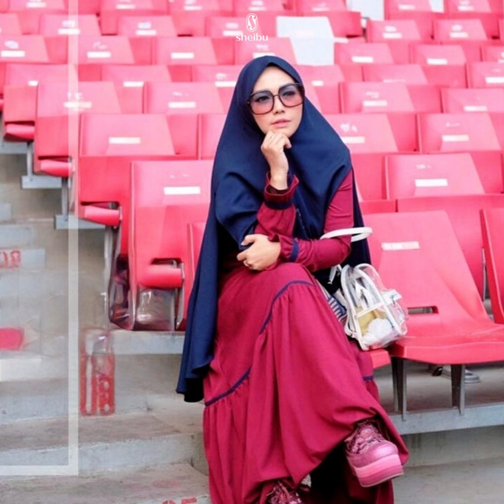 Sheibu Senja Dress Gamis Muslim Wanita Motif Formal Kondangan Hijab Syari Adem Tidak Menerawang
