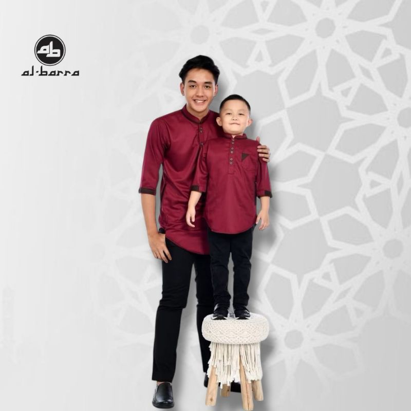 Baju Koko Pria Merah Maroon