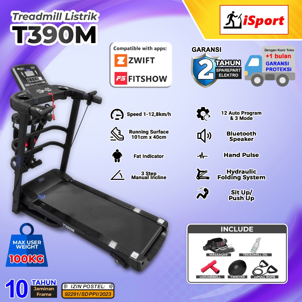 Treadmill Listrik Twen T309M T390M Treadmill Portable / Treadmill Electric Low Watt / Treadmill Elek