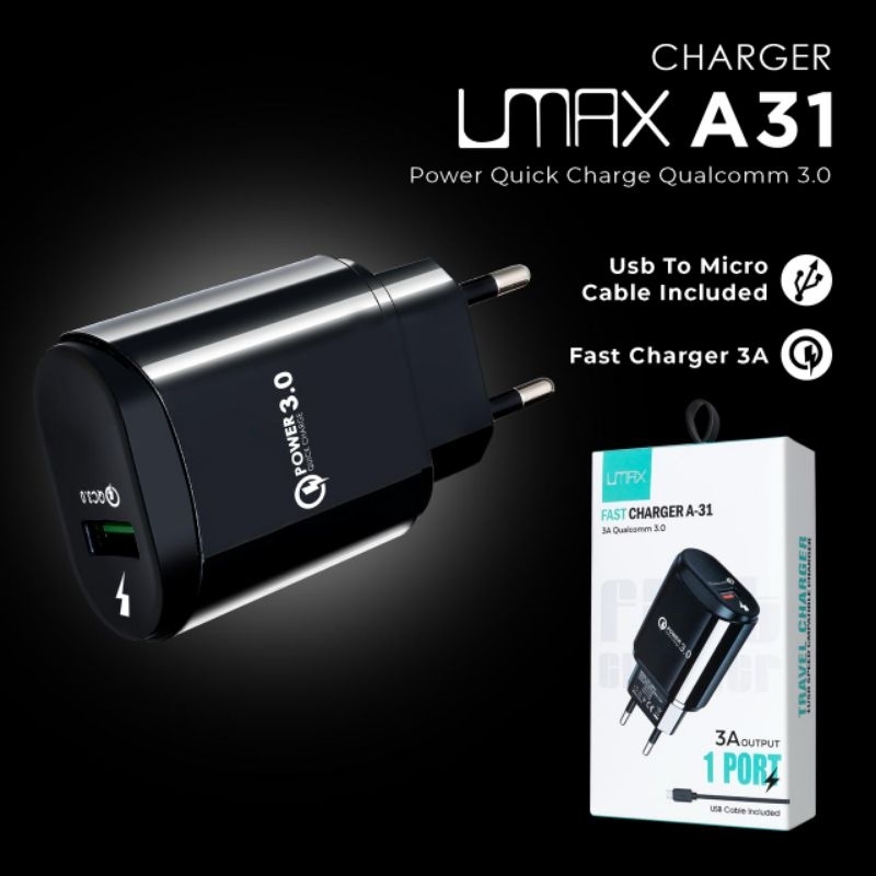 Charger TC Umax fast charger A31 A-31 / 3A qualcomm