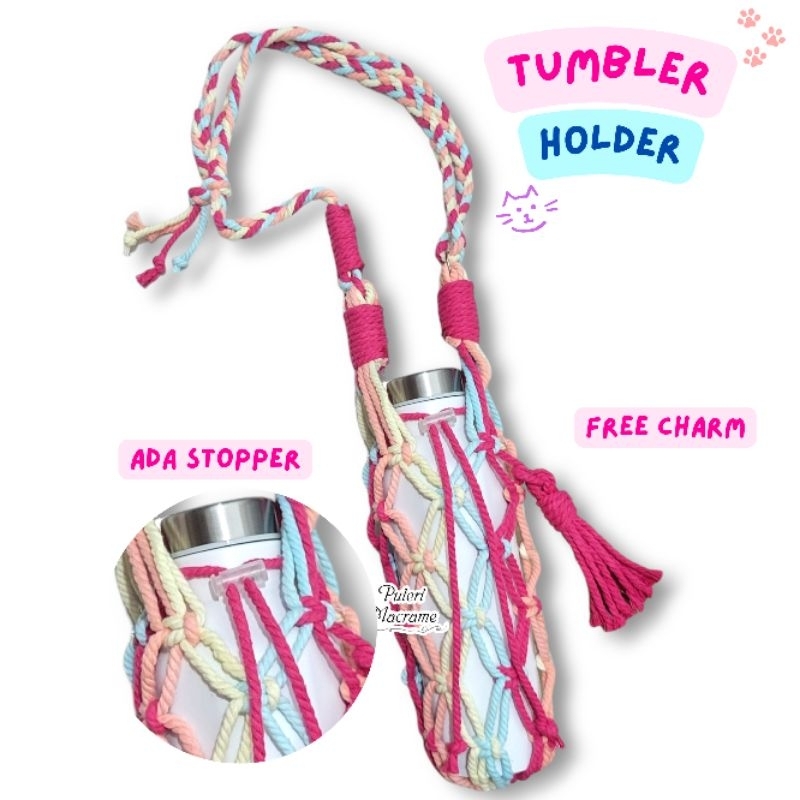 TERLARIS | ADJUSTABLE Tumbler Holder Macrame | Strap Tumbler | Macrame Tumbler Holder | Strap Corkci