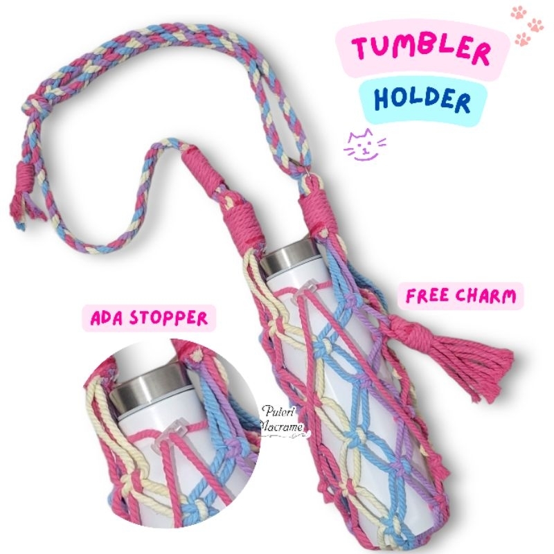 TERLARIS | ADJUSTABLE Tumbler Holder Macrame | Strap Tumbler | Macrame Tumbler Holder | Strap Corkci