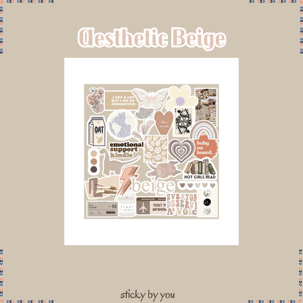 

Sticker Aesthetic Beige - Sticker Tumblr - Sticker Vinyl Helm/Laptop/case HP/dll - Gift/Accessories