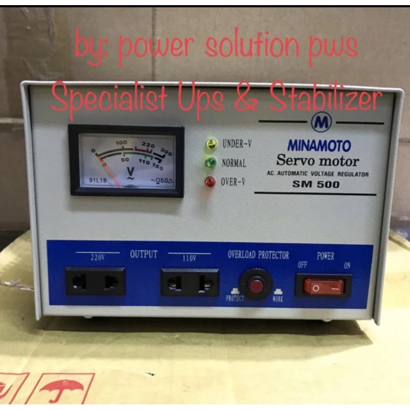 Stabilizer Minamoto SM500 SM 500 500VA 500 VA Kumparan Donut motor 1 phase Stabiliser Listrik 220v A