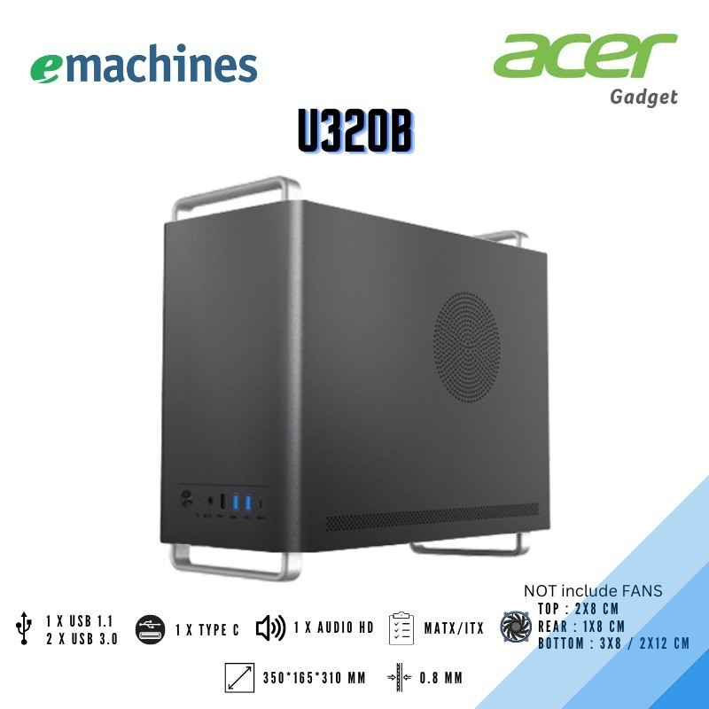 eMachines Casing Gaming / PC Case MATX C2 Form Factor MATX/ITX PSU ATX Drive HDDx 1+SSDx 1 HDDx 2 SS