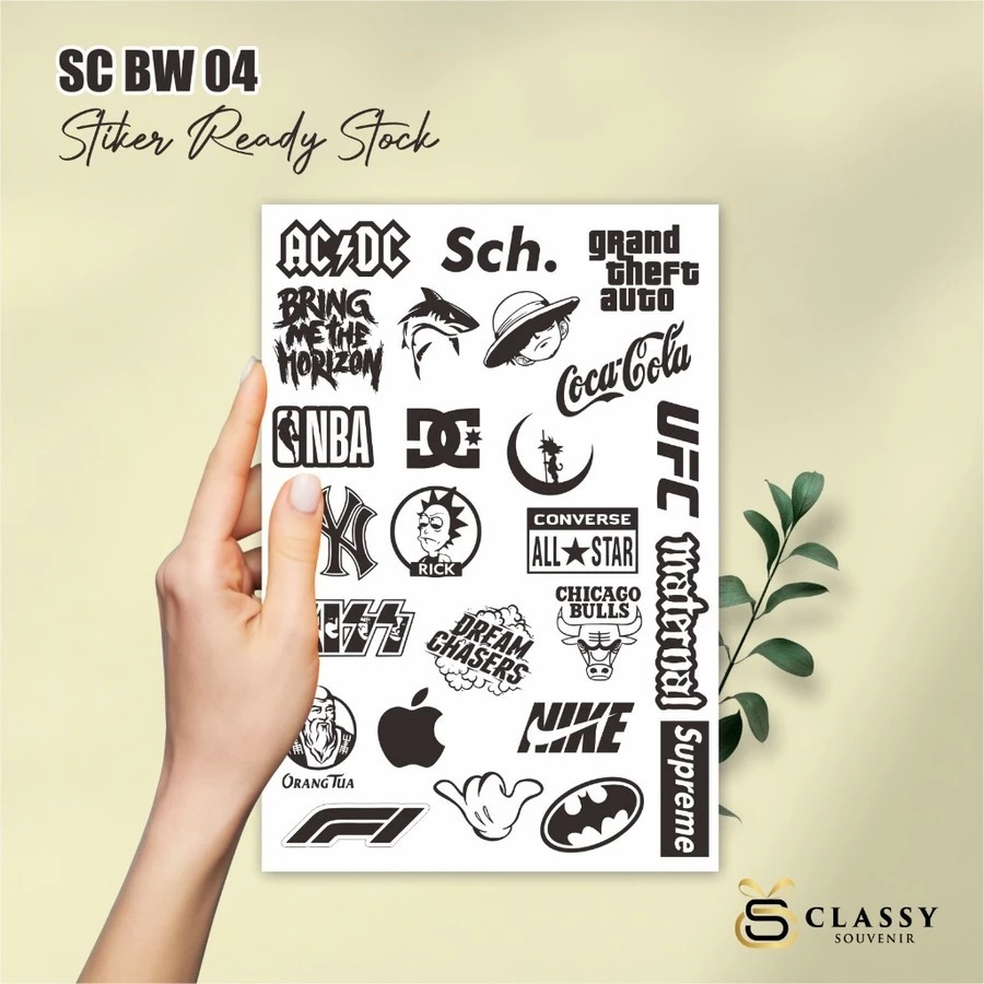 

STIKER VINYL PUTIH MURAH - STIKER CASE MOTIF TAHAN AIR - STIKER BRAND READY STOK SC BW 04