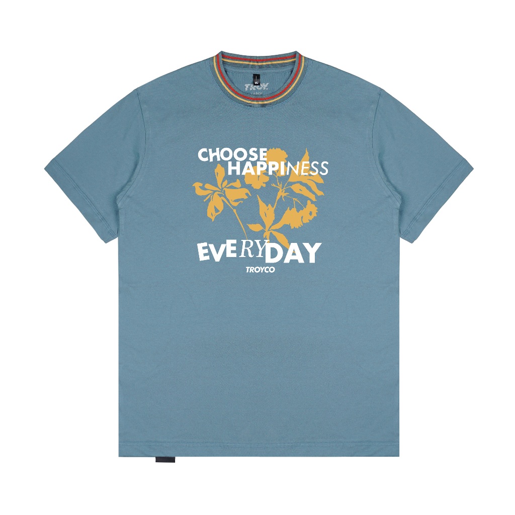 Troy Company Neck Strip Tshirt Mineral Blue Happiness - Kaos Lengan Pendek Kaos Biru Mineral KST 3054-3MB1O1R
