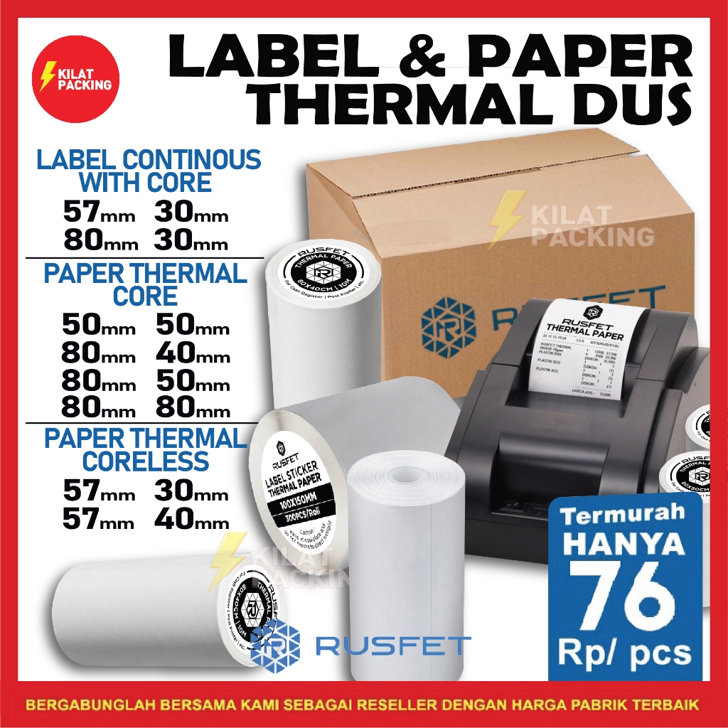 

Thermal Paper Kertas Struk Kasir Paper Thermal Kertas EDC RUSFET DUS