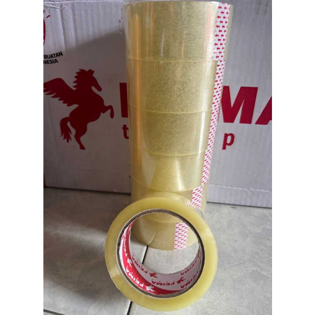 

HLM - (6 Pcs) Lakban Bening - Lakban Cokelat Murah Ekomonis 45mm x 90 Yard