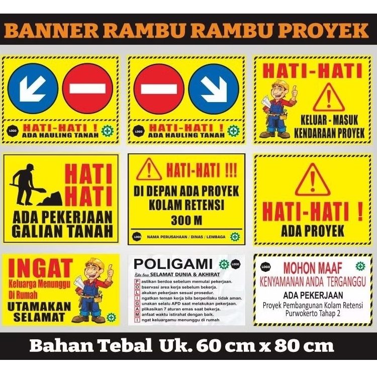 Spanduk Baliho Backdrop Baner Rambu Rambu Proyek Papan Informasi Sign Tanda Proyek Keselamatan Kerja