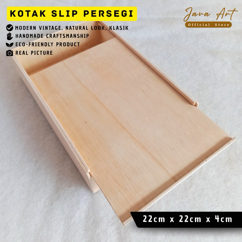 

WOOD BOX KOTAK KAYU PENSIL SOUVENIR PACKAGING PRODUK UKURAN 22cm × 22cm × 4cm