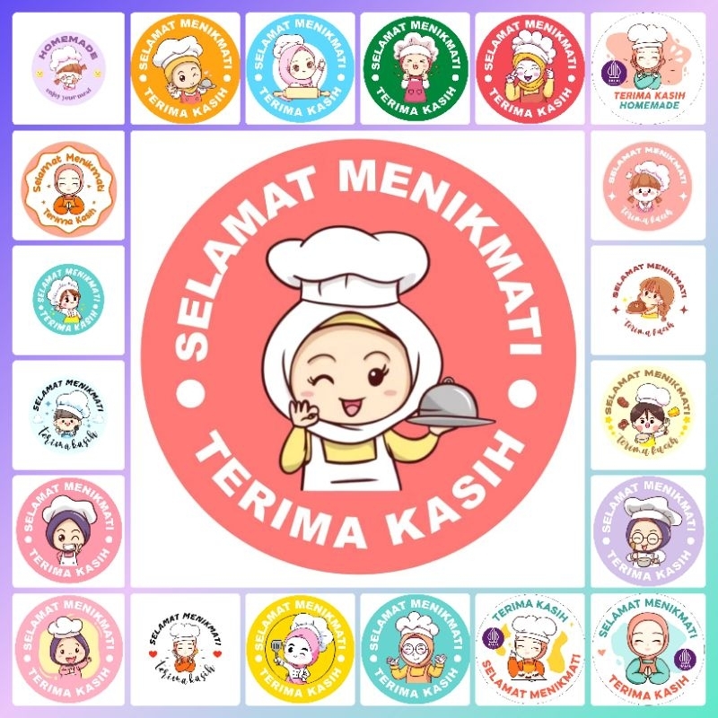 

(100 pcs) Stiker Selamat Menikmati Sticker Bulat Roll Makanan Kue Thank You Terima Kasih - 100 buah Stiker