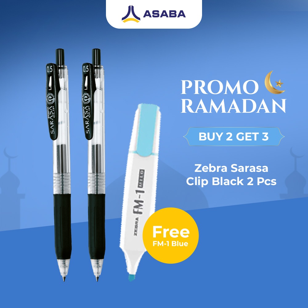 

Paket Tulis Pen/Pulpen/Bulpen Gel Zebra Sarasa Black 05mm 2 pcs Free Highlighter FM-1 Mild Blue