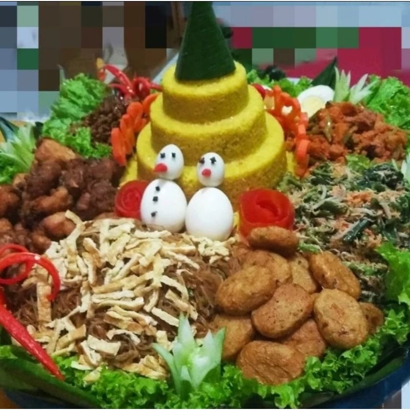 

Tumpeng Nasi Kuning Besar Lauk Komplit 20 porsi