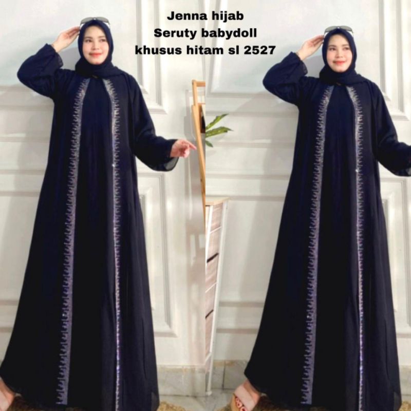 Dress Lebaran Glamor Warna Hitam - Gamis Lebaran Terbaru Warna Hitam Mewah Elegan
