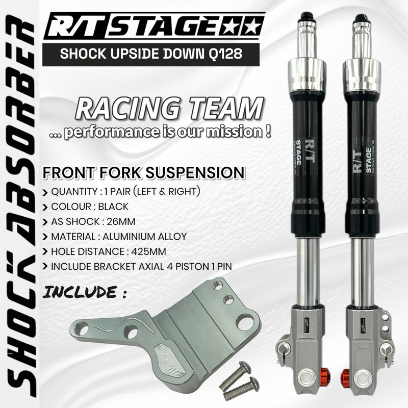 UPSIDE DOWN RT STAGE TABUNG SHOCK DEPAN PLUS BREKET KALIPER MONOBLOK 4 PISTON UNIVERSAL MATIC / NON 