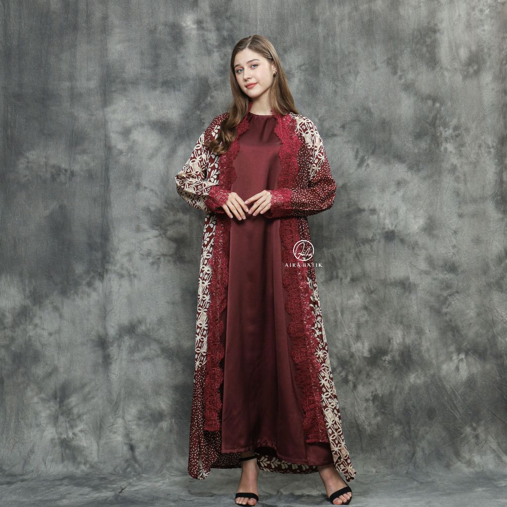 AIRA BATIK - Abaya Raya Outer & Inner Long Dress Viscose Silk Premium