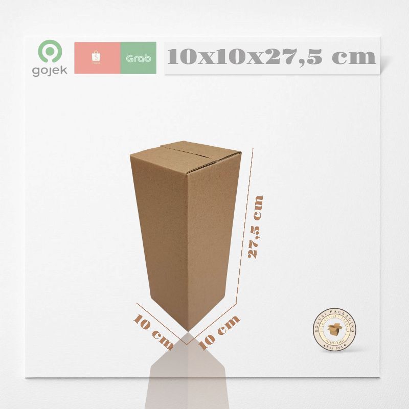 

kardus ukuran 10x10x27,5 cm box singel wall polos ST