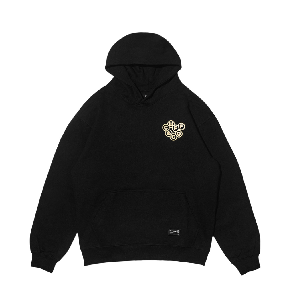 Cuffrise - Cloud Black Boxy Hoodie | Hoodie Boxy Pria Dan Wanita (Unisex) | Cotton Fleece 330GSM | H