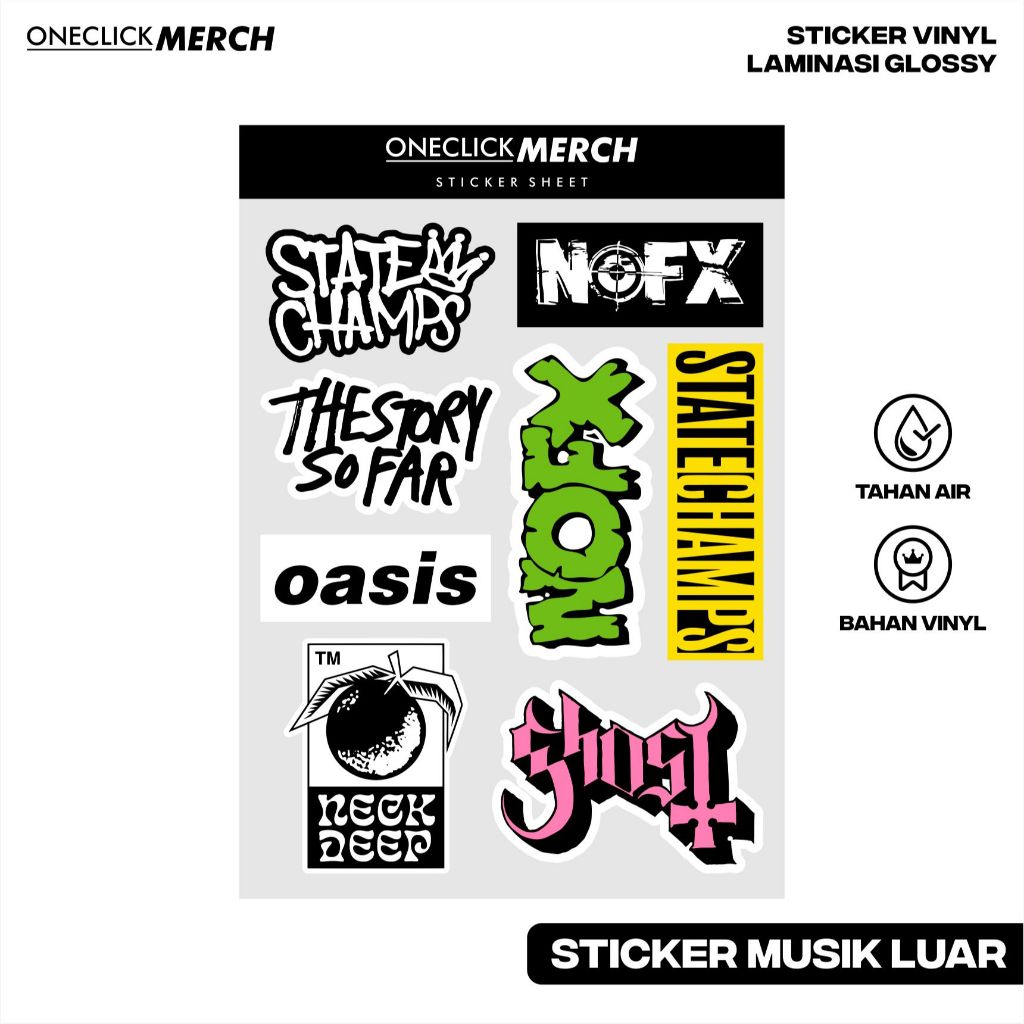 

Sticker Pack BAND LUAR NEGERI POP PUNK ROCK Bahan Vinyl Untuk Hp Laptop Helm Aesthetic