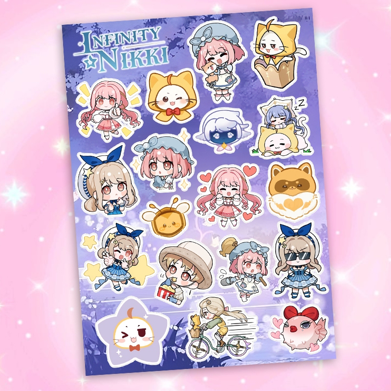 

Infinity Nikki Sticker Sheet Anime Stiker Waterproof Momo