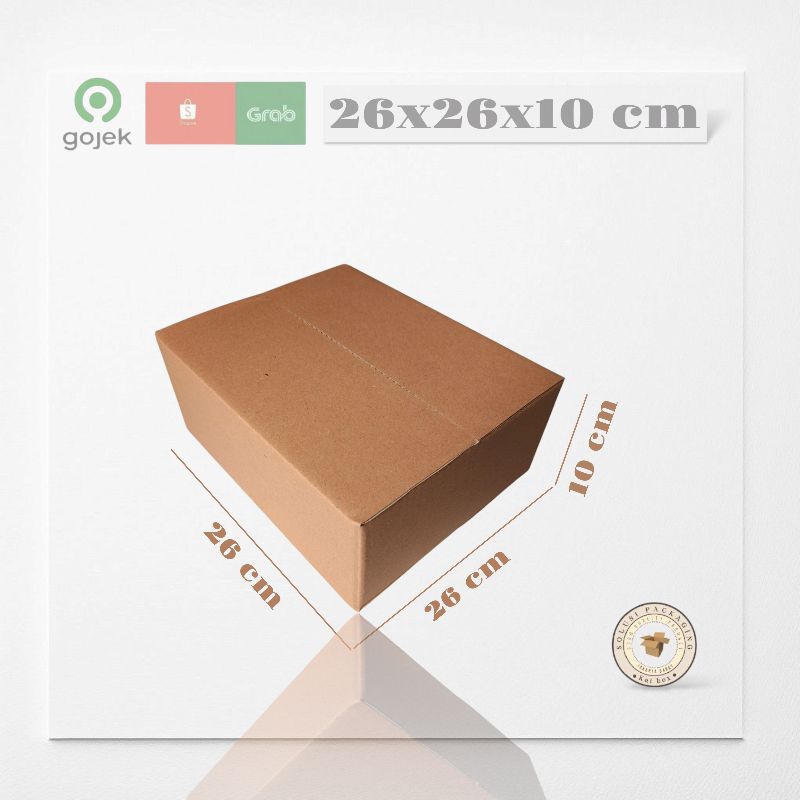 

kardus ukuran 26x26x10 cm box singel wall polos ST