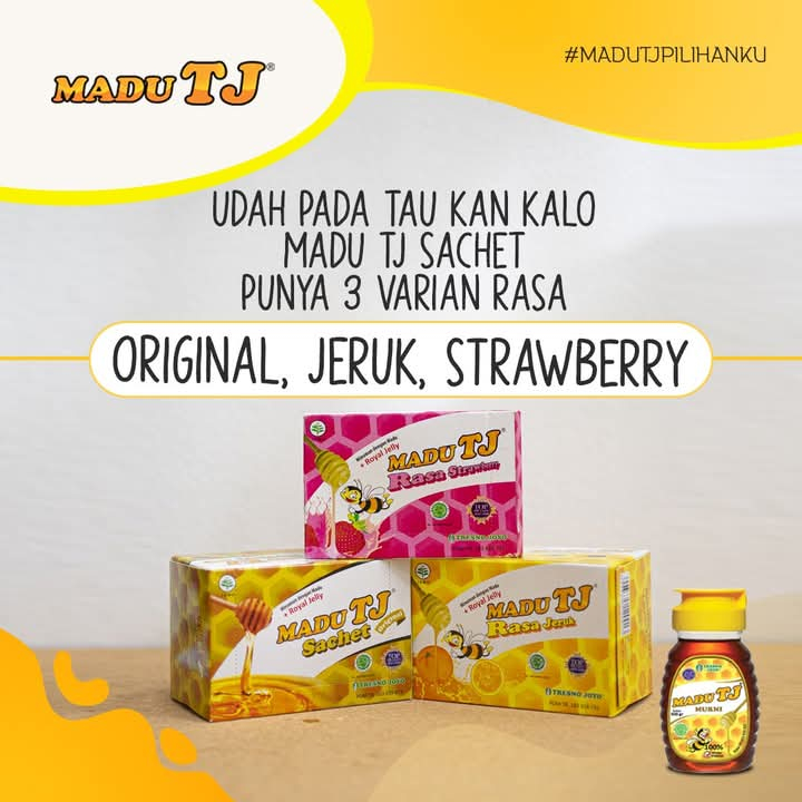 

Madu TJ 1 Sachet Rasa Orìgínal Jeruk Strawbery