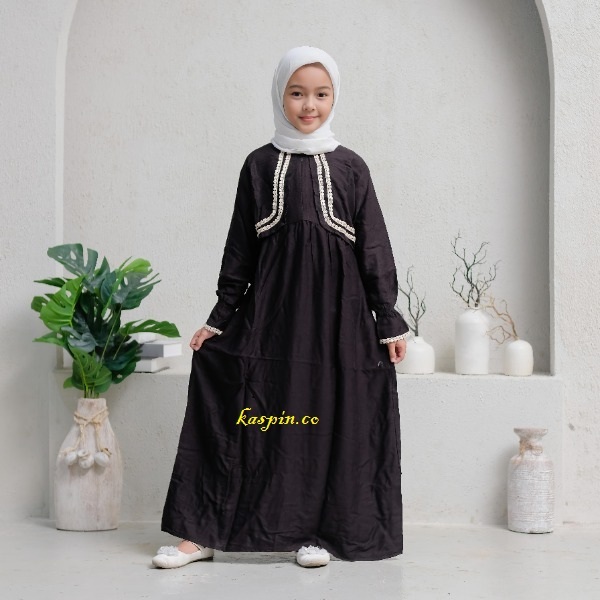 Baju Gamis Nagita Anak Perempuan Lebaran Usia 6-12 Tahun Model Kekinian 2025