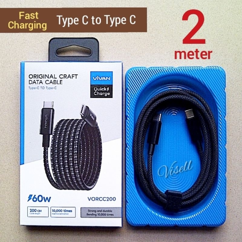 VIVAN Fast Charging Kabel Data / Charger USB Tipe Type C to Type C - Panjang 2 meter