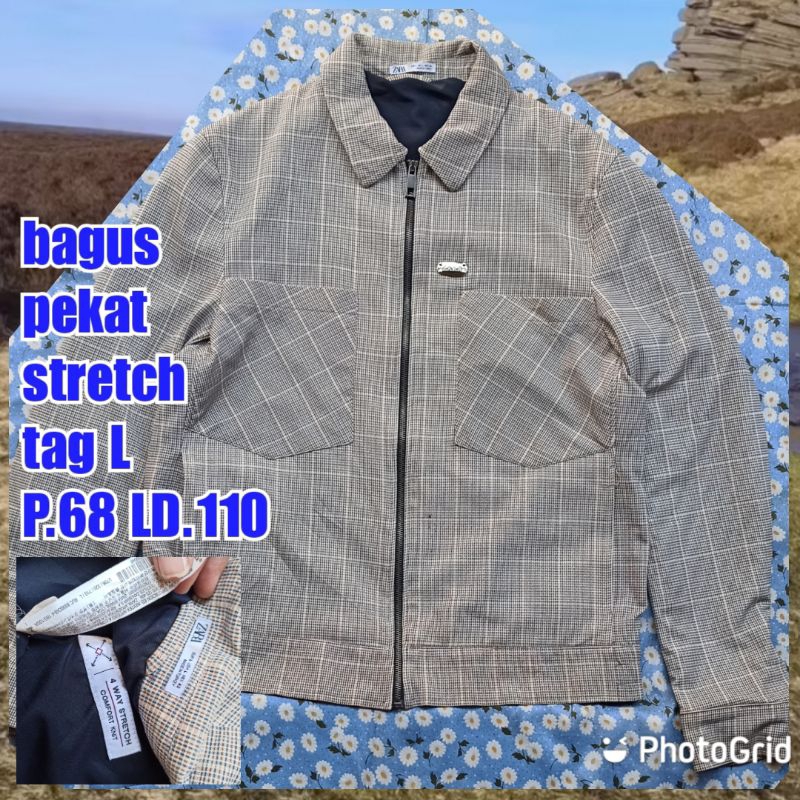 jaket work kerja casual Harrington tartan zara man