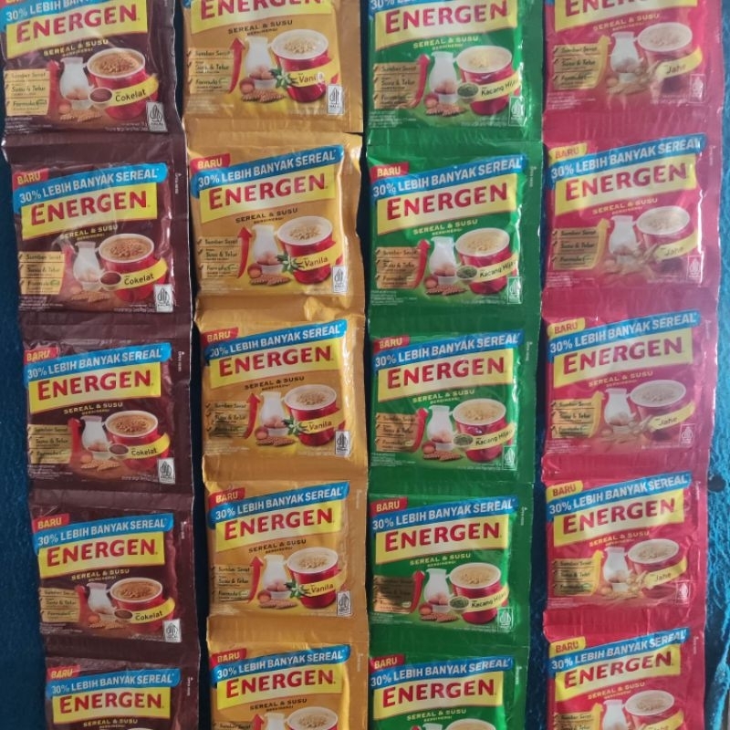 

Energen Aneka Rasa Cokelat, Vanilla, Kacang Hijau, Jahe 10pcs