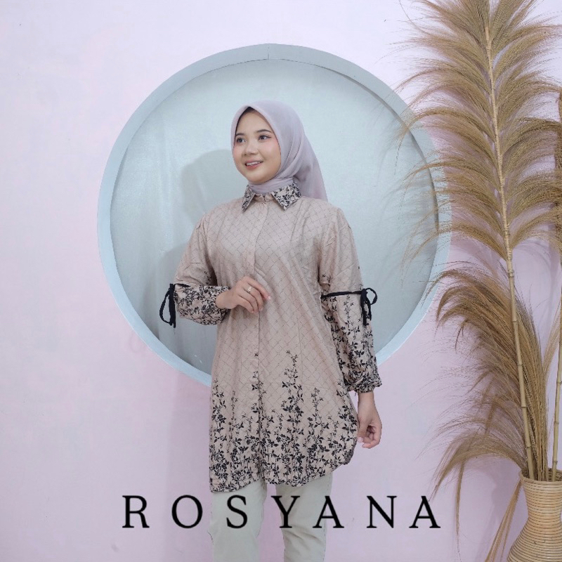 Baju Atasan Kemeja Tunik Wanita Katun Rayon Diamond Motif Bunga Lengan Panjang Terbaru Busui Friendl
