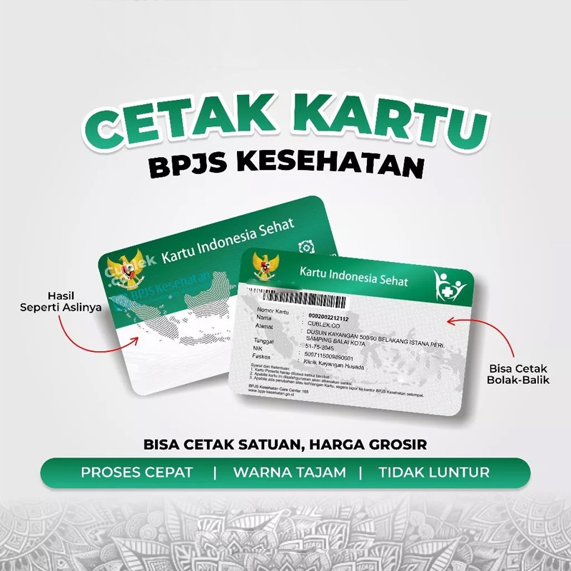 

Cetak ID Card Kartu Digital Fisik Kartu BPJS KIS Bisa Satuan Anti Luntur Bahan PVC Tebal 2 SISI