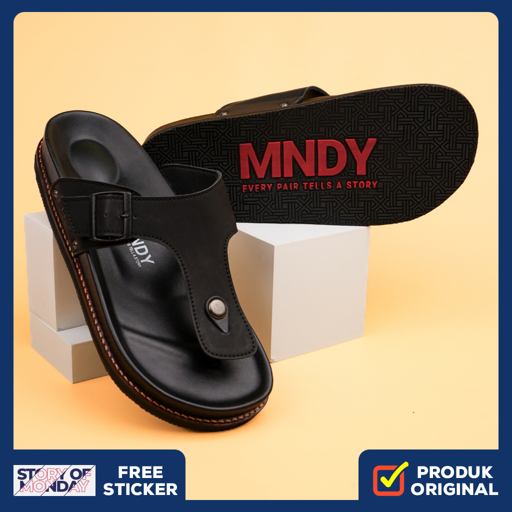 ASTA BOLD ORIGINAL x MONDAY Sandal Jepit Hitam Pria Sendal Casual Jalan Santai Harian Main Hangout K