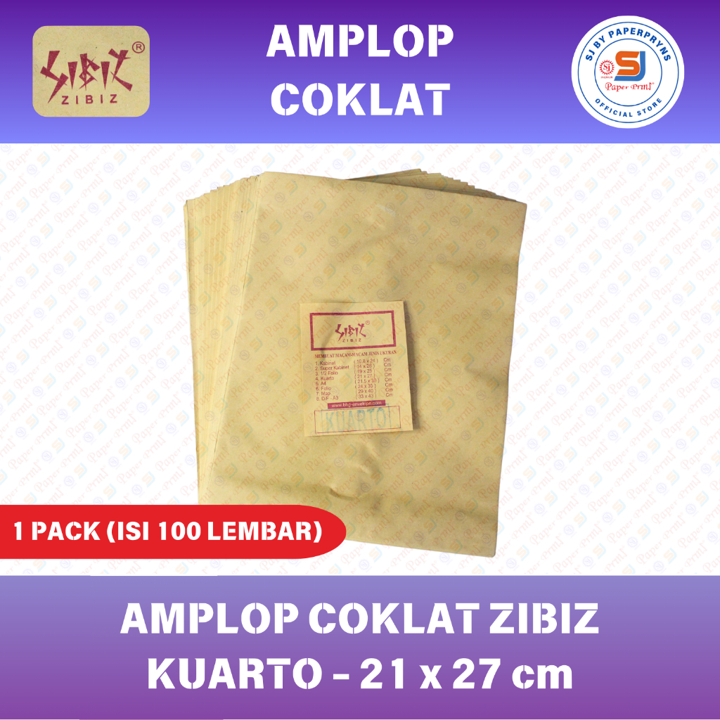 

Amplop Coklat Kuarto Quarto Zibiz (1 PACK ISI 100 LEMBAR)