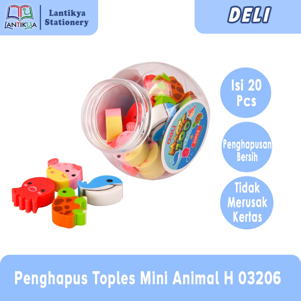 

Deli Bucket 4 animal design Eraser PET tube 50*50*54mm (Mixed) EH03206