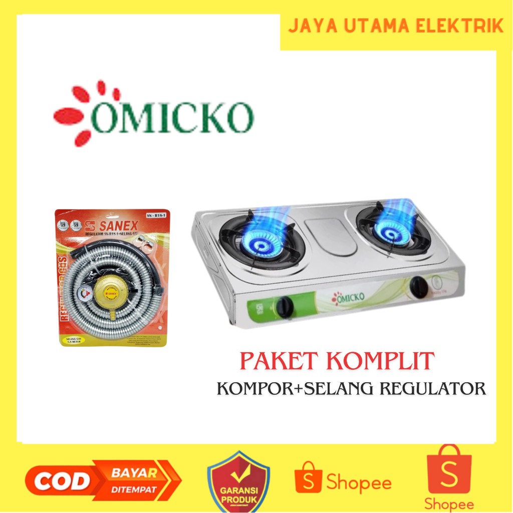 Kompor Gas OMICKO 2 Tungku Stainless SNI - Kompor Berkualitas/Kompor Gas OMICKO 2 Tungku