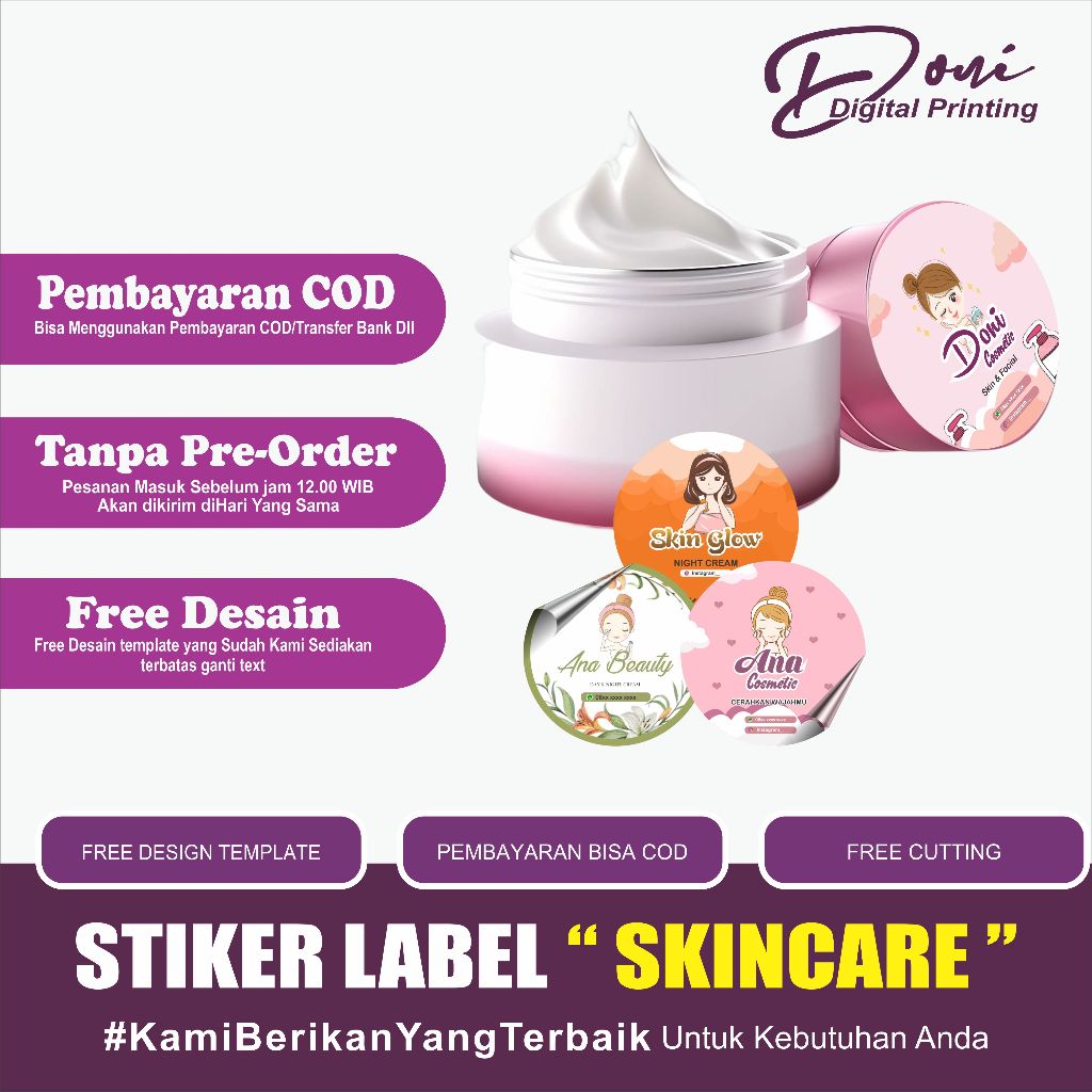 Promo Label Stiker Skincare Custom / Stiker lulur / Stiker Kosmetik / Stiker Kecantikan