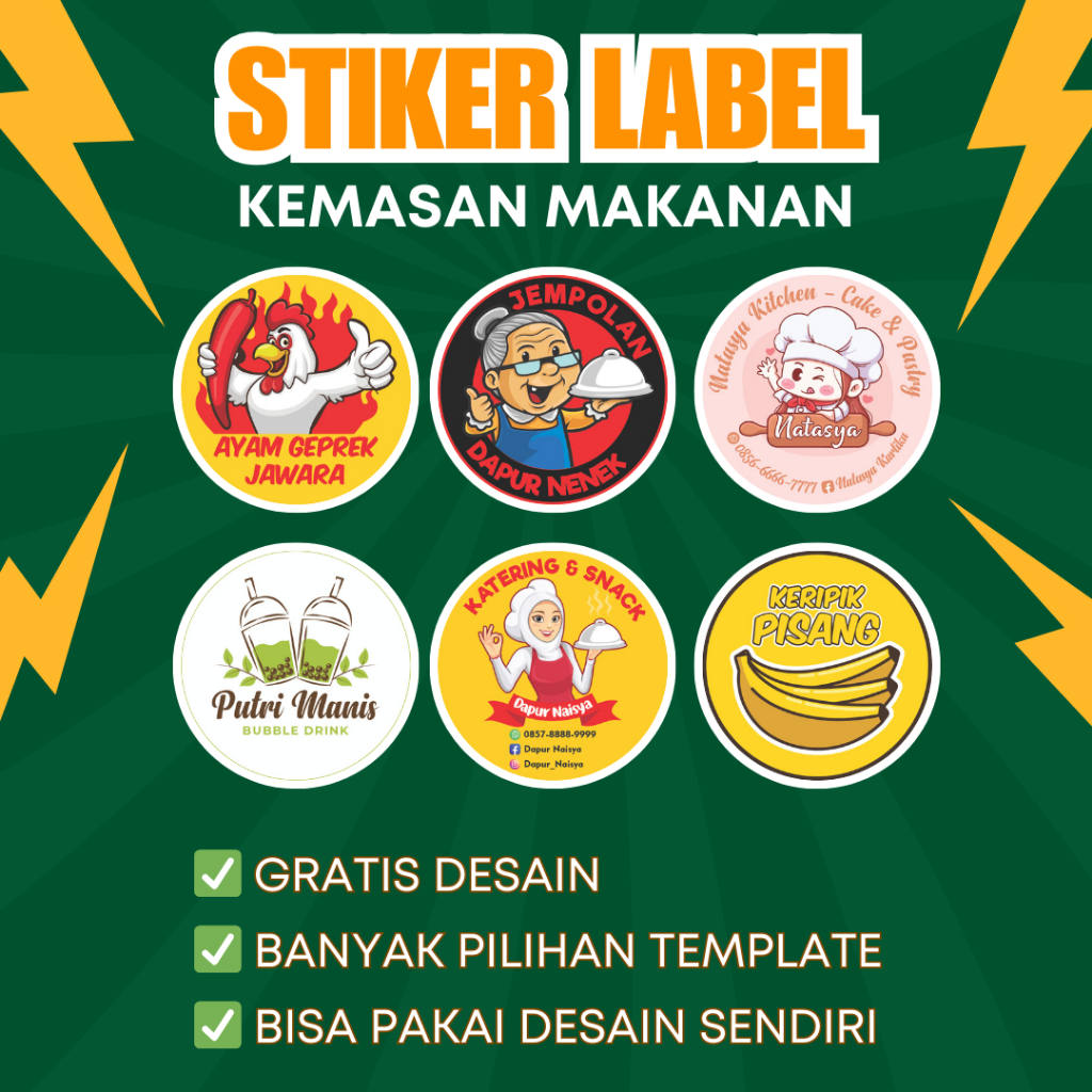 

CUSTOM STIKER LABEL KEMASAN MAKANAN & MINUMAN - CETAK + CUTTING