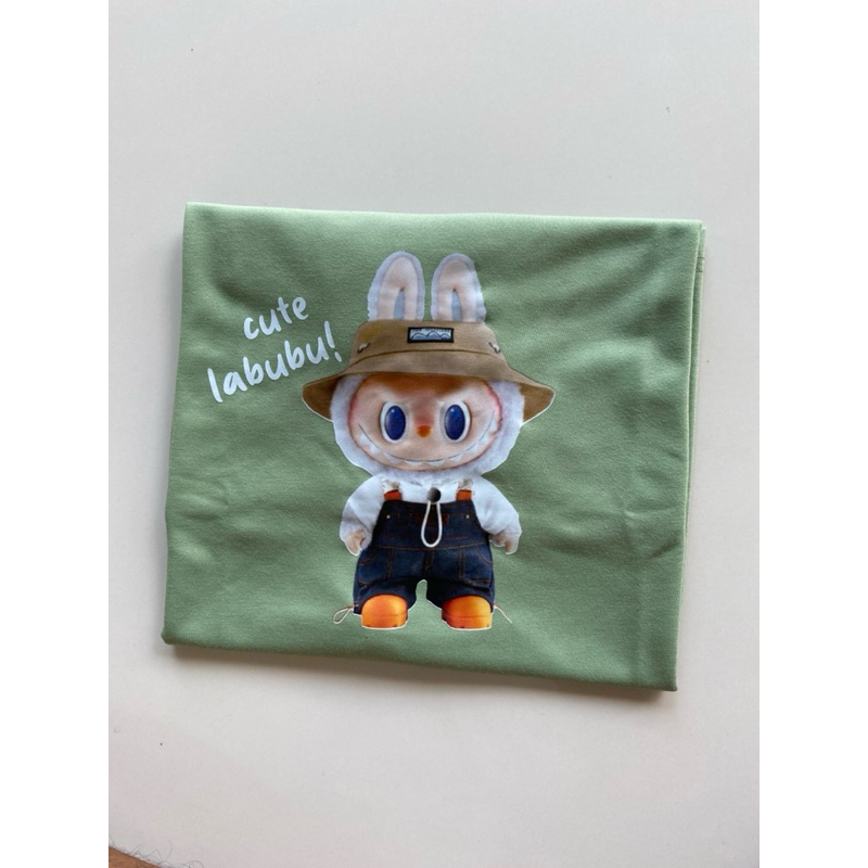 Baju kaos hijau gambar labubu ukuran XXL muat bb (58-68kg) dikirim dari Buleleng Singaraja