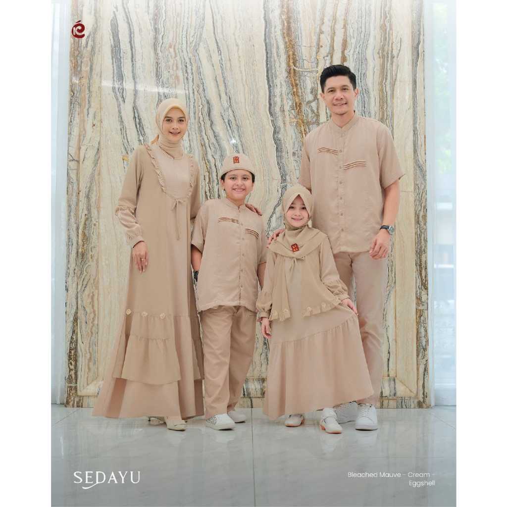 KEKE - SARIMBIT SEDAYU SERIES  WARNA CREAM COUPLE KELUARGA BUSANA MUSLIM KEKE